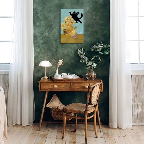 Toile chat noir et tournesol TYOHU poésie florale pour votre décoration - 4