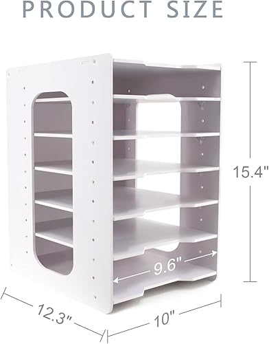 Miniatura 6 de SONGWAY Organizador de archivos para escritorio, soporte de documentos de 7 niveles con estantes extraíbles, estante de correo de cartas,