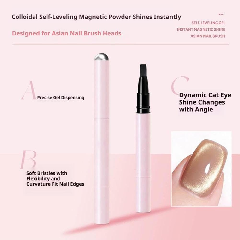 Penna per nail art 7 in 1 Cat Eye, smalto gel magnetico con magnete integrato, blocco Ccolor a lunga durata, pennello tutto in uno, formula autolivellante, portatile per principianti, 3 g (02)