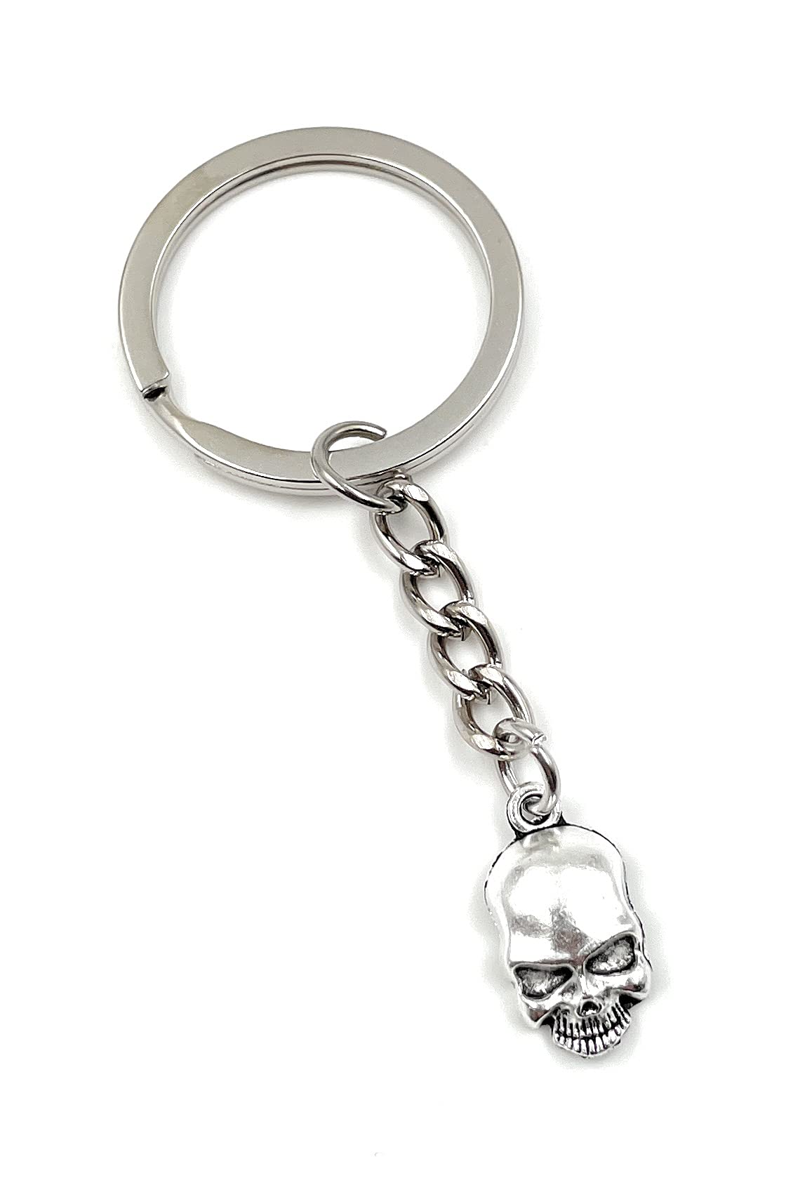 Onwomania Silver Keychain Skull With Teeth Metal Pendant Charm