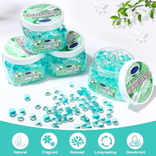 Image of 12 Pcs Air Freshener Bulk Odor Gel Eliminator Beads 8 Oz, Jasmine | Long Lasting Air Freshener Beads in Jars Eliminates Odors in Home Bathrooms, Cars, Boats, Rvs, Pet Areas