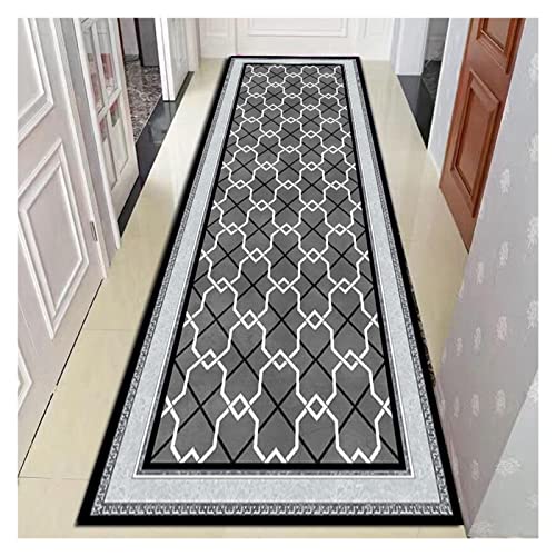 ZXXL Alfombra Cocina Pasillo Alfombras de Corredor de Interior para Entrada, Alfombra de Pasillo Largo Bordeada con Respaldo de Goma, Almohadillas Antideslizantes Lavables para El Piso, Gris Blanco Cover
