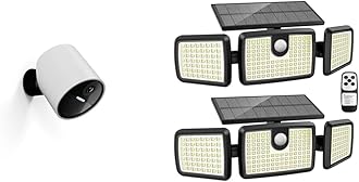 SimpliSafe 1080p Outdoor Security Camera with 140° View, Solar Lights Outdoor with 2500LM 232 LEDs, Larger Tempered Glass Solar Panel (2-Pack)