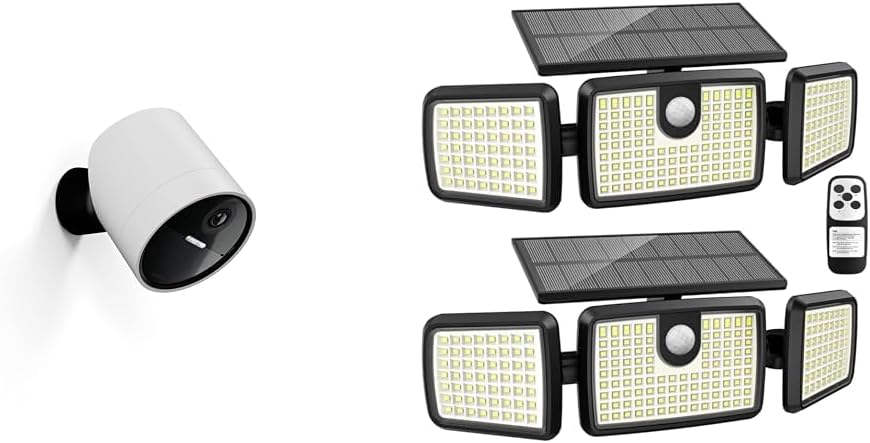 SimpliSafe 1080p Outdoor Security Camera with 140° View, Solar Lights Outdoor with 2500LM 232 LEDs, Larger Tempered Glass Solar Panel (2-Pack)