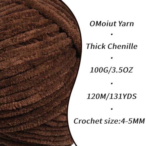 Image of 3 Pack Coffee Fluffy Velvet Yarn for Crocheting, Chunky Chenille Baby Blanket Yarn for Crocheting, Soft Fuzzy Puzzle Yarn for Knitting, (100g /3.53oz Each) Bulky Thick Amigurumi Crochet Yarns