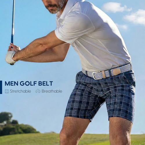 Image of SUOSDEY Men Stretch Braided Belt, Elastic Belt for Jeans Pants Casual Golf Belt 1 3 /8 inch