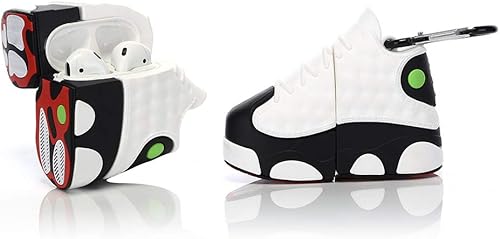 Funda de silicona de dibujos animados 3D divertida linda cubierta compatible con auriculares 12 (serie de zapatos de la serie de zapatos) (negro y