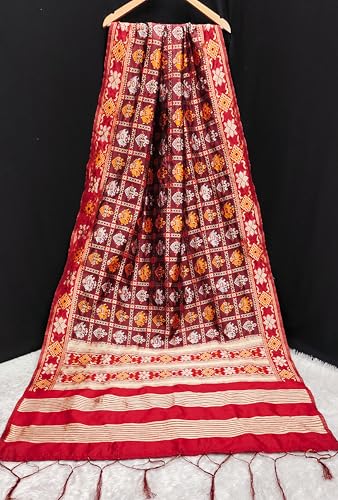 Image of TRENDMALLS Women's Jacquard Silk Ethnic Patola Floral Design Dupatta Ethnic Motif Pattern
