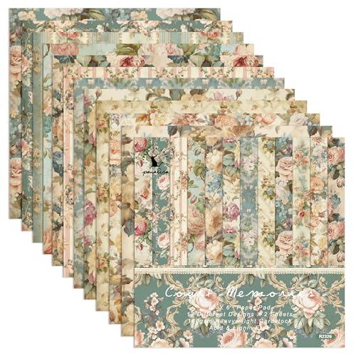 Papier de scrapbooking floral rose vintage 15 cm pour loisirs créatifs R2326