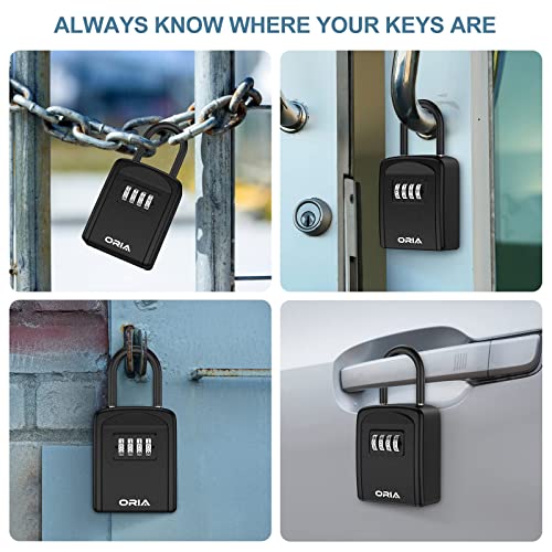 Key Lock Box For Outside,【2 Pack】Weatherproof 4 Digit Combination Key Storage Lock Box, 5 Keys Capacity Lockbox With Removable Shackle For Indoor Outdoor, Small Size 3.66In, Black #TOP2