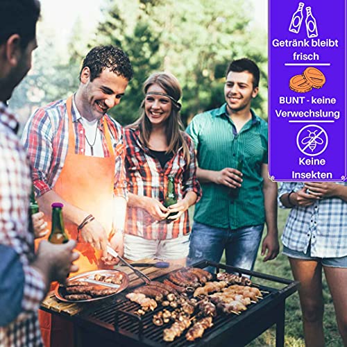 BlueFox I 12er Set Silikon–Kronkorken, Beer Saver, Bier–Kapseln, Flaschen- Verschluss, Insektenschutz, Caps, Wein– und Saftflasche, Verschluss, Biersave Deckel, Stöpsel, Farbe: Bunt