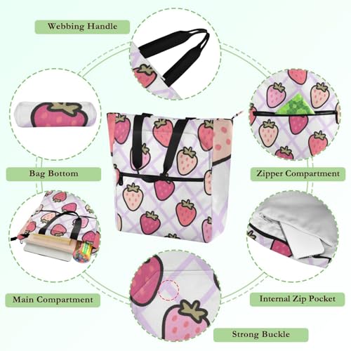 Bolsa de mano para niños y estudiantes con divertido diseño de fresas 5