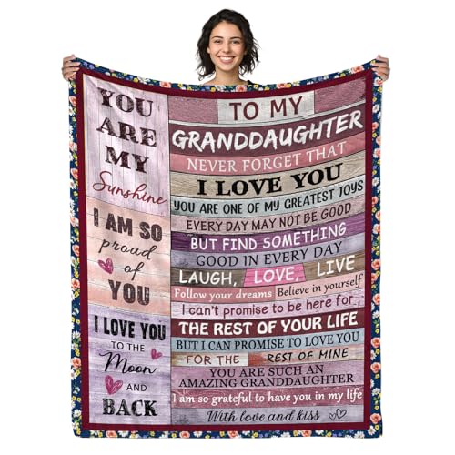 AJIIUSV Granddaughter Gifts from Grandma Grandpa, Granddaughter Birthday Gifts Throw Blanket 50" x 60"
