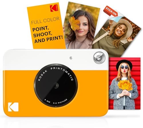 KODAK Printomatic Full-Color Instant Print Digital Camera - Colorful Photos On Zink 2x3" Sticky-Back Photo Paper - 5MP, Portable, Creative Fun Gift for Birthday, Christmas, Holiday - Yellow