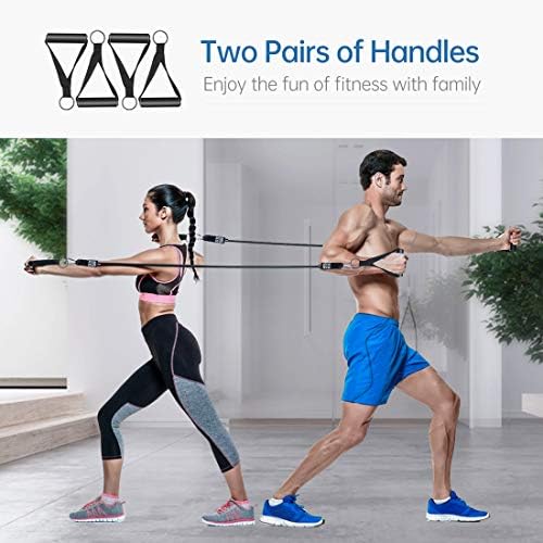 Resistance Bands Set, 13 Pack Exercise Bands Stackable up to 150lbWorkout elastic Bands with Door Anchor ,Handles and Ankle Straps for Fitness, Strength, Slim, Yoga, Home Gym Equipment for Men,Women
