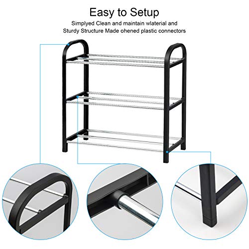 image for NiHome Shoe Rack Organizer Multipurpose 3-Tier Small Size Vertical Foo