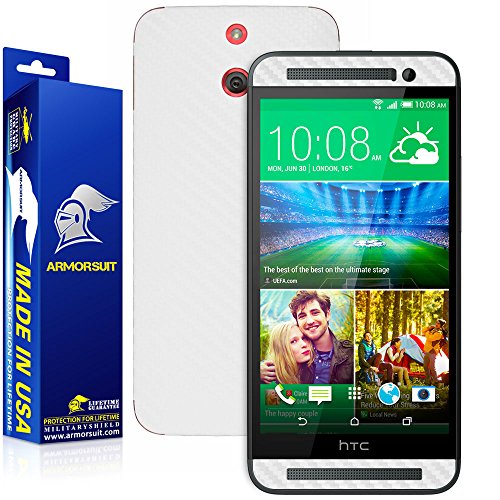 Armorsuit MilitaryShield White Carbon Fiber Skin Wrap Film + HD Clear Screen Protector for HTC One E8 - Anti-Bubble Film