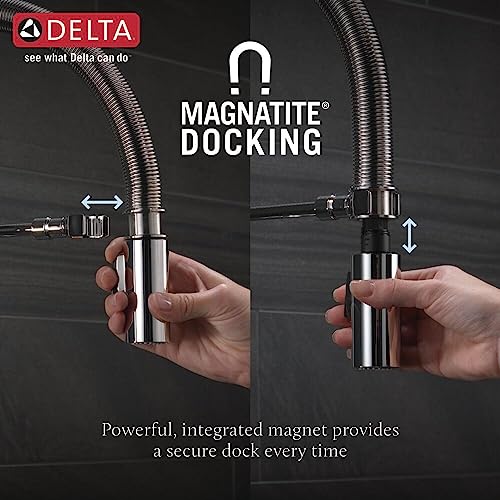 Image of Delta Faucet Trinsic Pro Single-Handle Spring Spout Touch Kitchen Sink Faucet with Pull Down Sprayer, Touch2O Technology and Magnetic Docking Spray Head, Chrome 9659T-DST