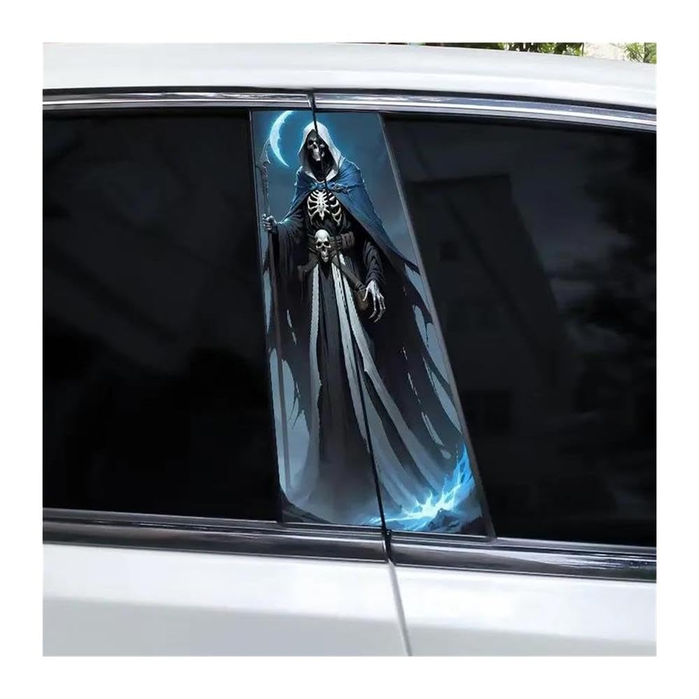 Decorative Items 2pcs Car Center Column Stickers DIY Horror Skull Car Door Pillar Stickers(D)
