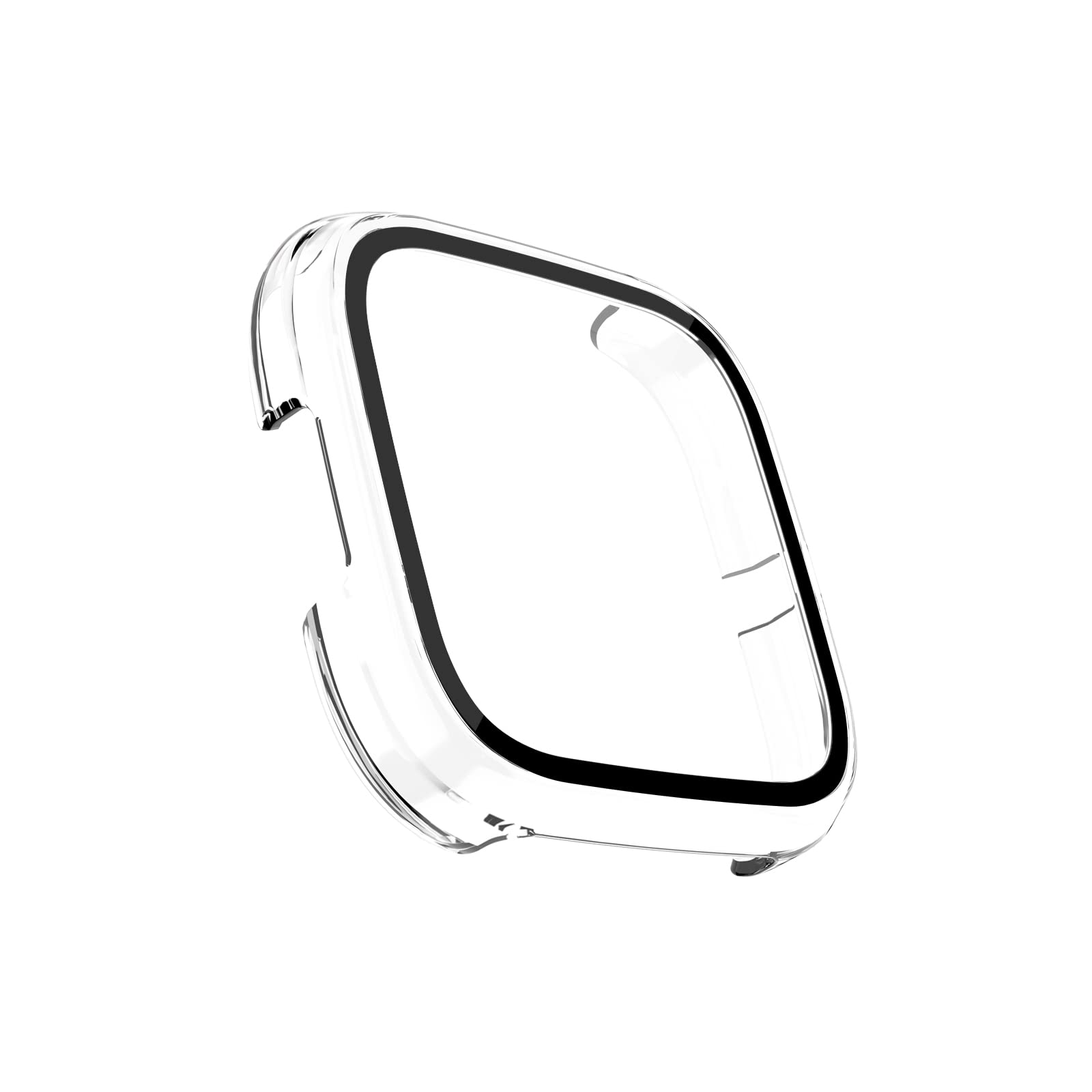 Wanme compatible with Fitbit Versa 2 Screen Protector, Hard PC TPU Plated Full Coverage Screen Bumper Cover Case Full Sensitive Cover for Fitbit Versa 2(Z-Transparent)