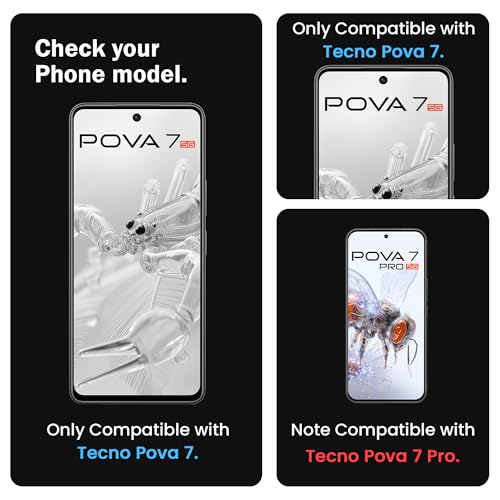 Image of ArmourPro Military Grade Gorilla Tempered Glass Compatible For Tencno Pova 7 5G (6.78 Inch) With Easy Installation Kit for Smartphone| Edge To Edge Coverage | Black, Pack of 2