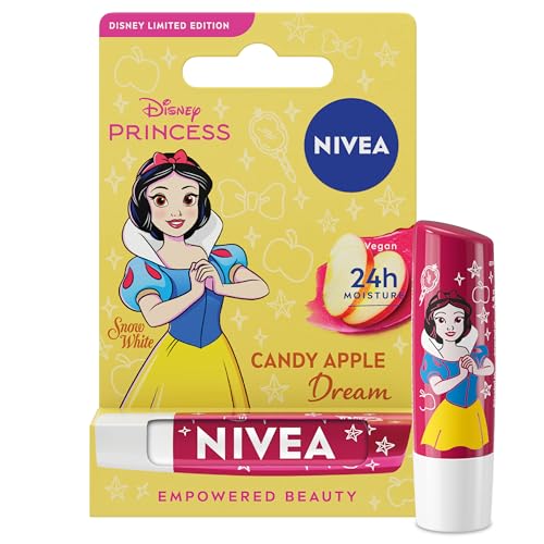 NIVEA Disney Princess Snow White Limited Edition Dream Candy Apple Lip Balm (4.8g), Unique Disney Princess Inspired Lip Balm for Kids, Contains Moisturising Shea Butter for 24 Hour Moisture