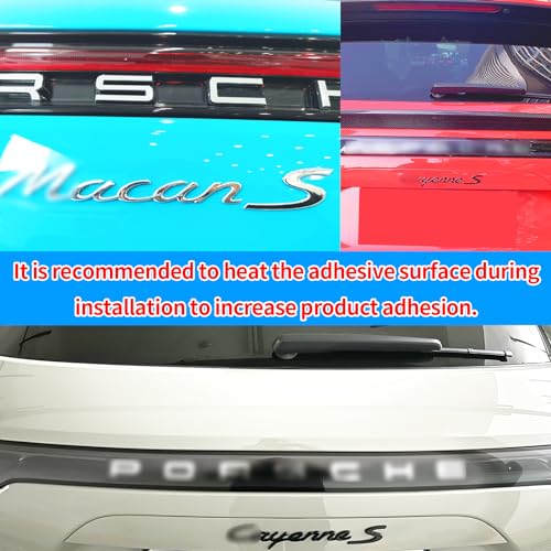 Image of Red S Letter Rear Trunk Boot Lid Hatch Tailgate Emblem Badge for Porsche Cayenne Panamera 2009-2022, Rear Trunk with Tailgate Badge for Porsche 911 970 971 9YA