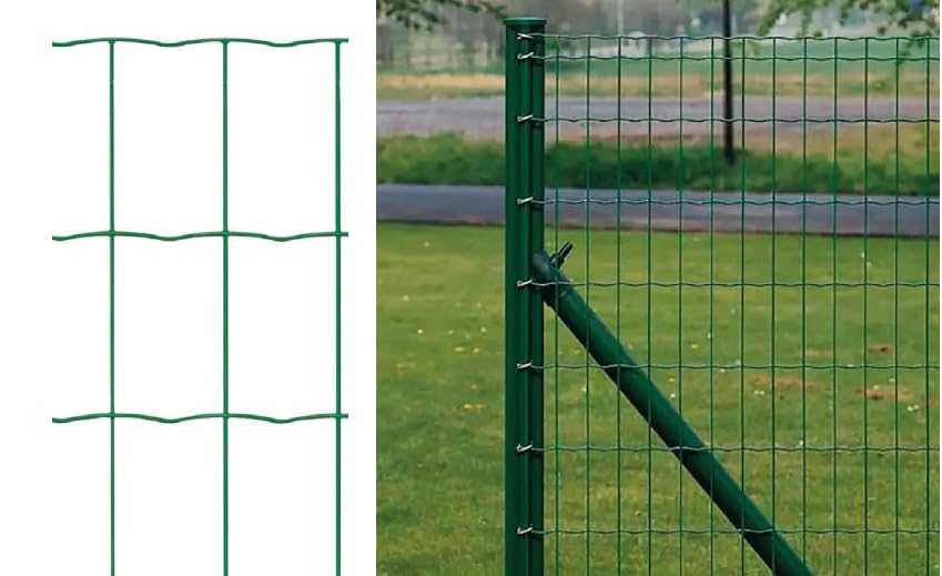 Tata Home Rete Metallica per Recinzioni Elettrosaldata a Maglia 76x63 mm Resistente da Esterno Recinzione Rigida da Giardino Orto Animali Colore Verde Rotolo 1x10 Metri
