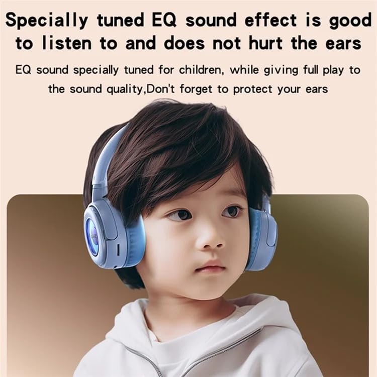 Child wearing blue YESIDO EP06 headphones, emphasizing the specially tuned EQ for ear protection.