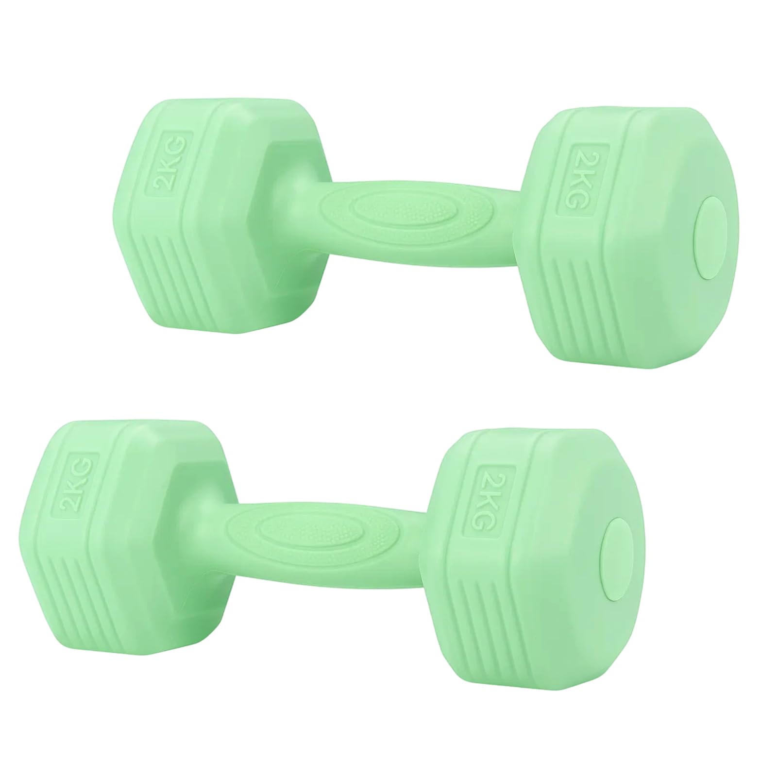 LN COZY CORNER 2PCS Neoprene Coated 2Kg Dumbbells Set for Home Fitness Strength Training Workout (Green)