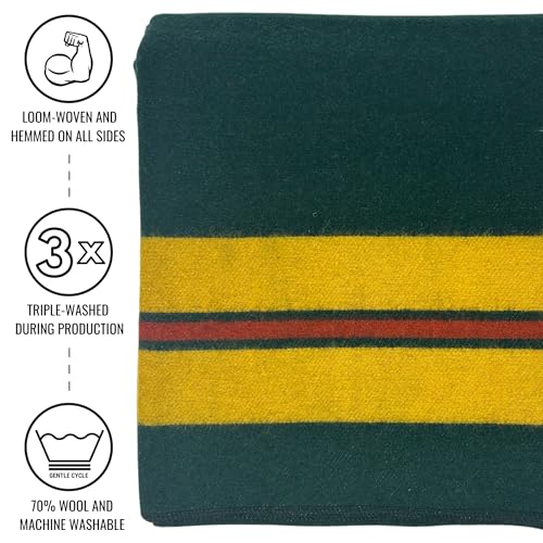 Image of Arcturus Rainier Wool Blanket, for Home or Camping, Fort Vancouver, Twin | 70% Wool, 550 GSM, Warm Even When Wet, Naturally Fire-Retardant, Triple-Washed, Home & Outdoor Adventures, 64 inch x 88 inch, 4.5 lb