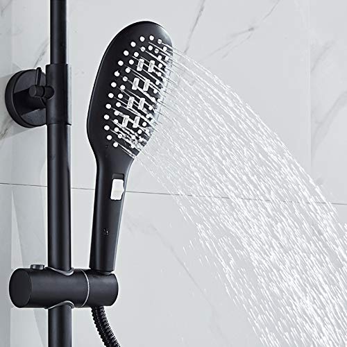 Douche à effet de pluie à 4 fonctions ensemble mural anti-calcaire noir - 2