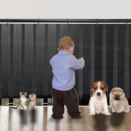 GIUSOBG Filet de sécurité, pour enfants, balcon, protection d'escalier, 3 m, pour enfants, animaux domestiques, jouets, noir, 3 m
