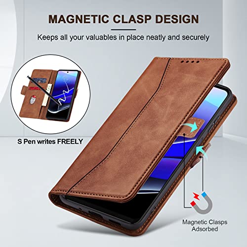 Image of Jasonyu Flip Wallet Case for Moto G Stylus 5G (2022),Brown