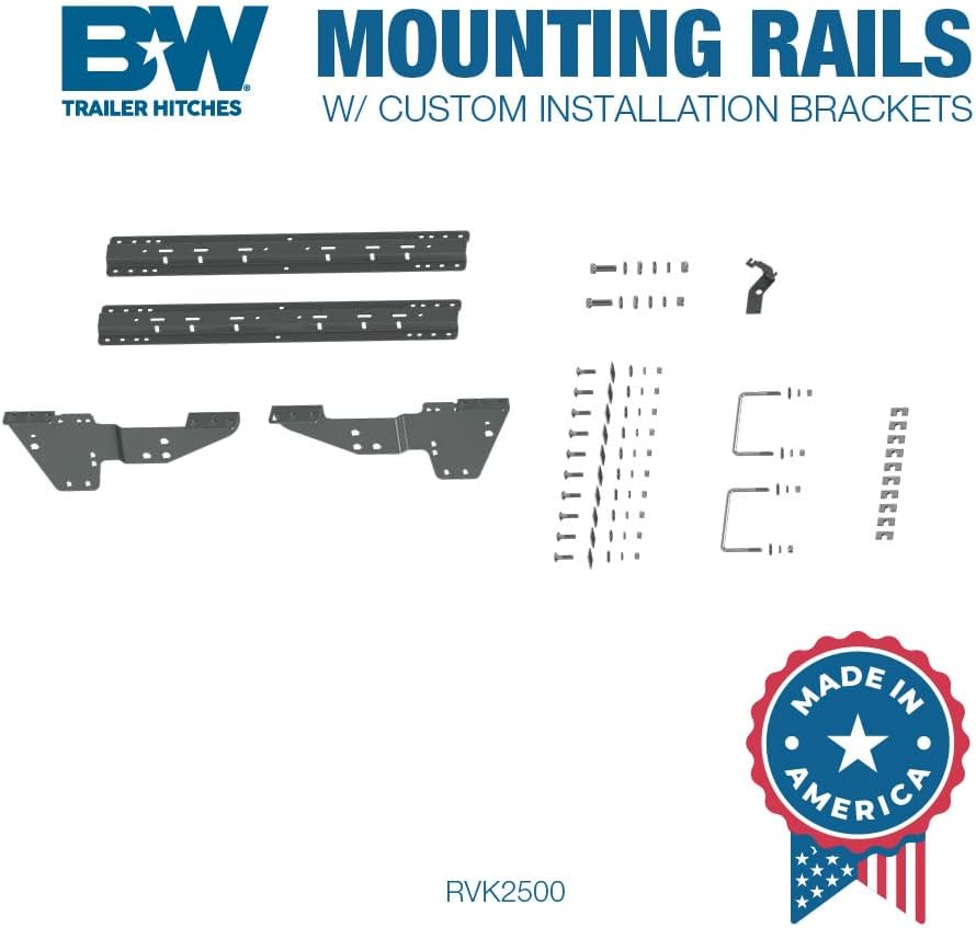 B&W Trailer Hitches Fifth Wheel Hitch Universal Mounting Rails with Custom Installation Brackets - RVK2500
