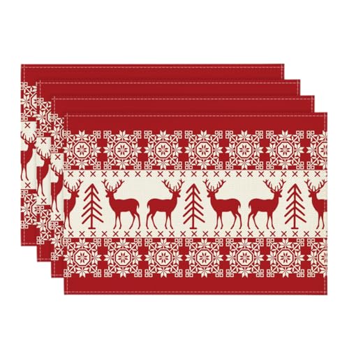 Artoid Mode Rentier Weihnachten Platzsets 4er Set, 30x45cm Winter Xmas...