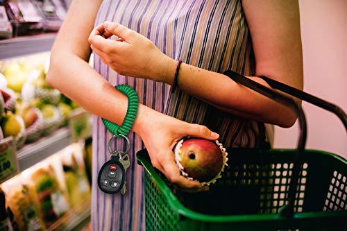 Image of Lucky Line 2 inch Diameter Spiral Wrist Coil with Steel Key Ring, Flexible Wrist Band Key Chain Bracelet, Stretches to 12 inch, Green 10 PK (41040)