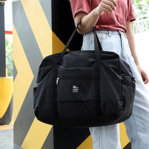 Foldable Travel Duffel Bags For Sport & Holiday Lightweight Travel Essentials Large Capacity Tote Shoulder Bag With Zipper For Women & Men (Black)2