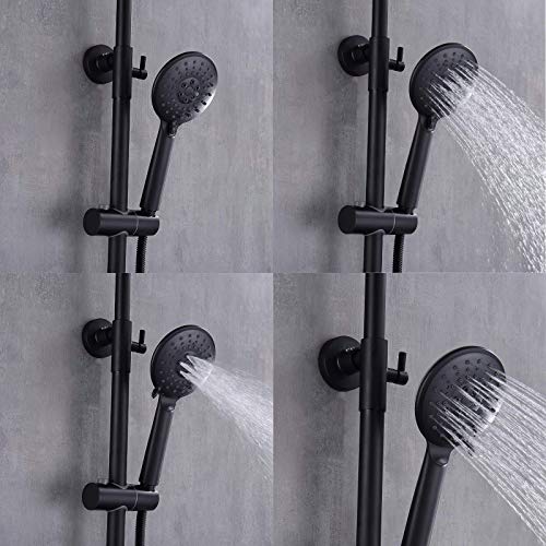 Ensemble de douche noir avec robinet mural douchette et mitigeur de baignoire - 8