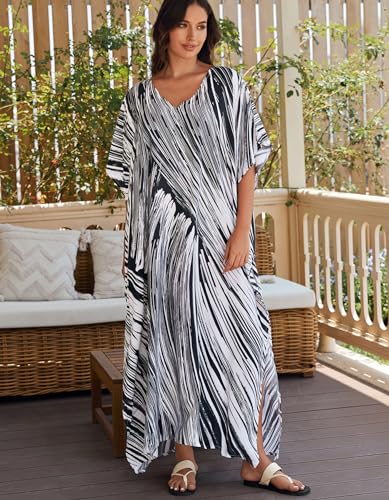 Image of NFVNKJ Women's Plus Size Beach Lounge Kaftan Maxi Dress Swimsuit Coverup for Women