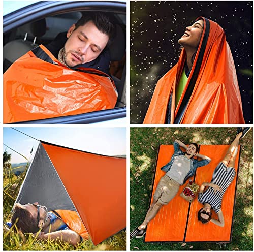 HONYAO Notfalldecke Schlafsack, Survival Biwaksack Erste Hilfe Rettungsdecken Wasserdicht Notfallzelt Ultraleicht Hitzeabweisend Kälteschutz mit Signalpfeifen, für Outdoor Camping Wandern - Image 7