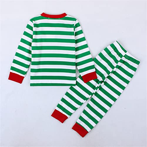 Conjunto de pijama infantil infantil para bebês meninos e meninas pijama de Natal camiseta listrada