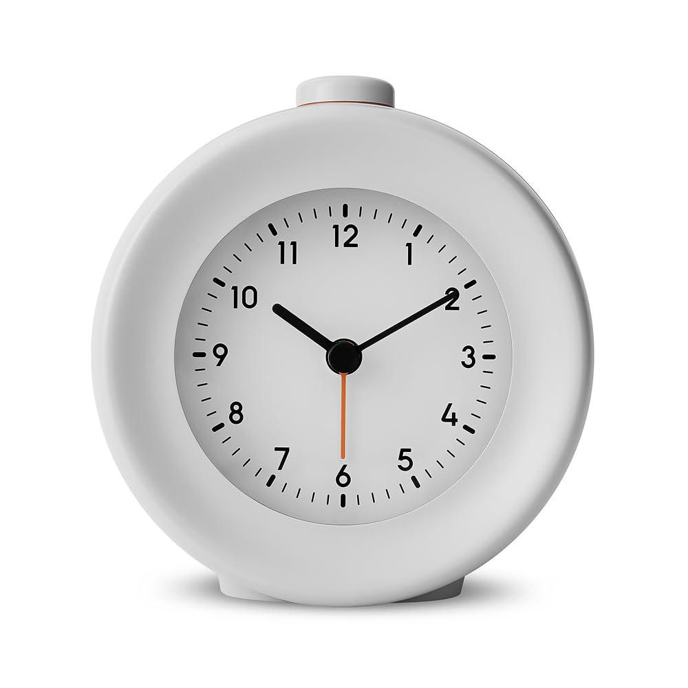 mudita Bell 2 Wecker Analog mit minimiertem blauem Licht - Minimalistischer Offline Sunrise Alarm Clock - 10 Melodien, Entspannungsklänge, Naturgeräusche - Grau