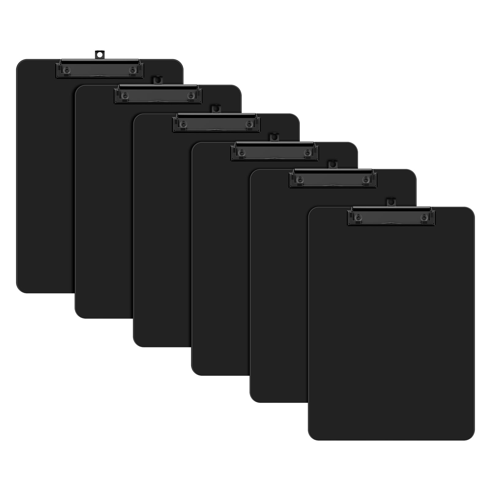 Zoenley Plastic Clipboard Set of 6, 12.5 x 9 Letter Size for Classroom, Students, Teacher, Nurse, A4 Black 8.5 x 11 Clip Board with Low Profile Black Clip, Office & School Supplies