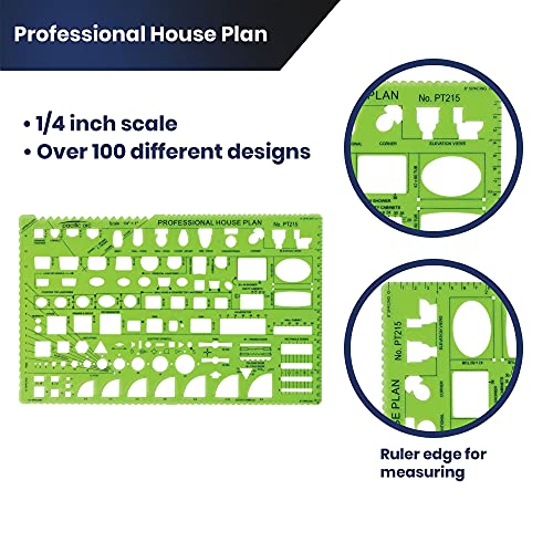 Image of Pacific Arc Professional House Plan Template Guide, with Doors, Appliances, Plumbing Fixtures