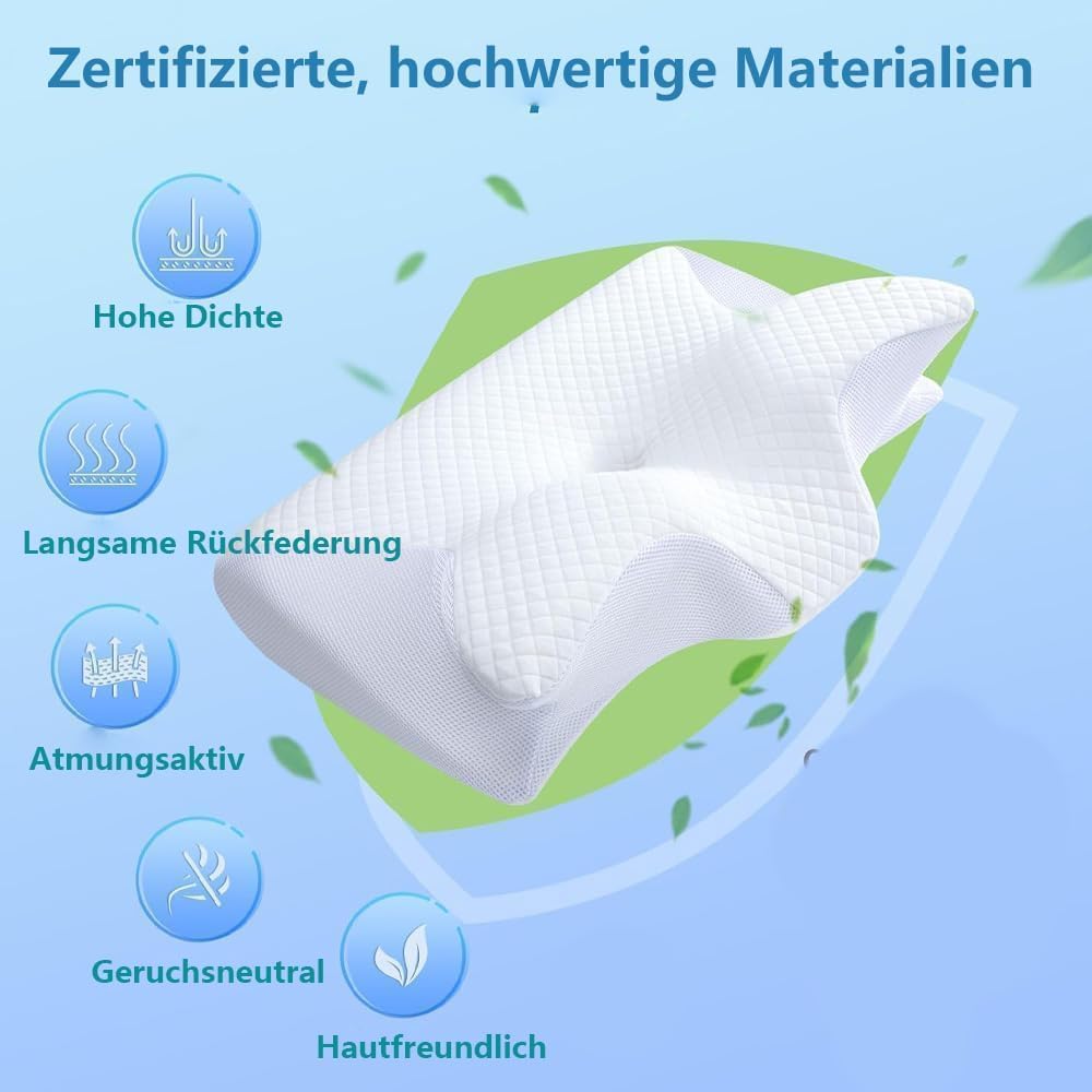 Generisch Pillow Daddy poduszka na kark - poduszka terapeutyczna przeciw chrapaniu, ergonomiczna poduszka z pianki z pamięcią kształtu – poduszka podpierająca kark dla osób śpiących na boku, plecach i