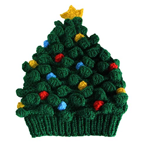 BIBITIME. Christmas Tree Star Beanie Knit Hat Colorful Knot Santa Cap Adult/Kid