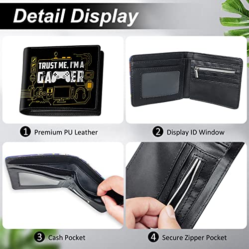 Teen Boys Wallet - Cool Wallet for Boys Game Design Slim Thin PU Leather Bifold Rfid Blocking Zipper Black Men Boy Purse with Credit ID Card Cash Holder Coin Pocket ID Window3