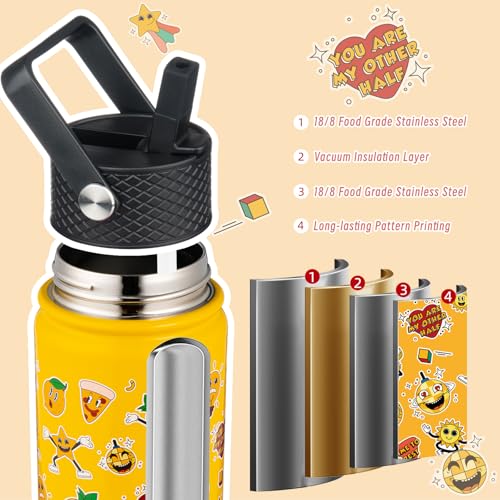 Image of BJPKPK Insulated Water Bottle, 15oz Stainless Steel with Straw Lid