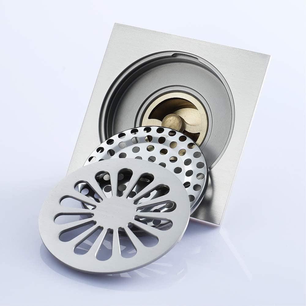Desagüe de Suelo de latón para baño, desagües de Suelo de Ducha con Forma de Flor de baño Cuadrado clásico para baño Familiar